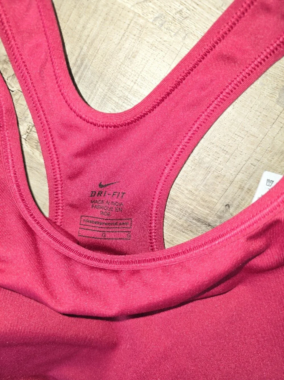 Nike Dri-FIT Sports Bra Womens Large Pink Red Racerback Padded Medium Support